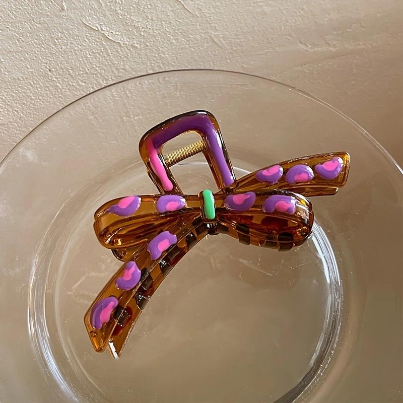 Y2k Bow Hair Claw Clip Oil Dripping Colorful Bowknot Shark Clip New Elegant Cute Sweet Women Hair Accessories