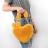 Winter New Sweet Love Heart Shaped Women's Top-handle Bags Confortable Soft Plush Ladies Handbags Fashion Multiple Color Optional Female Shoulder Bags