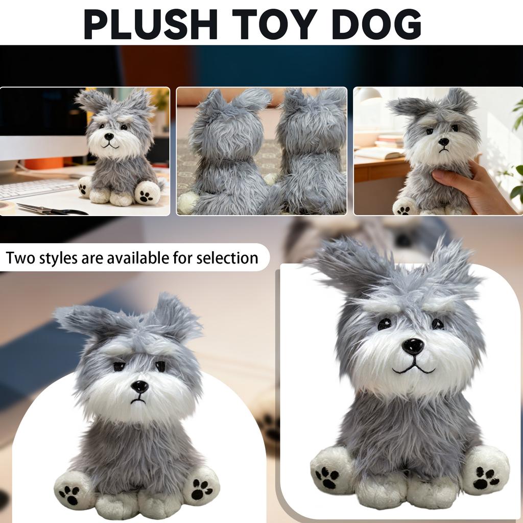 Cartoon- Lifelike Schnauzer Plush Toy, A Great Gift For Dog Lovers, An Adorable Doll Plush Toy.