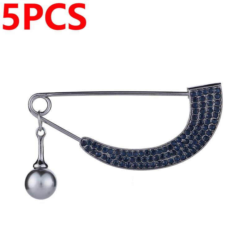 

5 шт., полукруглая брошь из искусственного жемчуга и циркона, простая модная женская одежда для девочек, пальто с геометрическим рисунком, свитер, кардиган, броши, аксессуары для одежды 5pcs чёрный