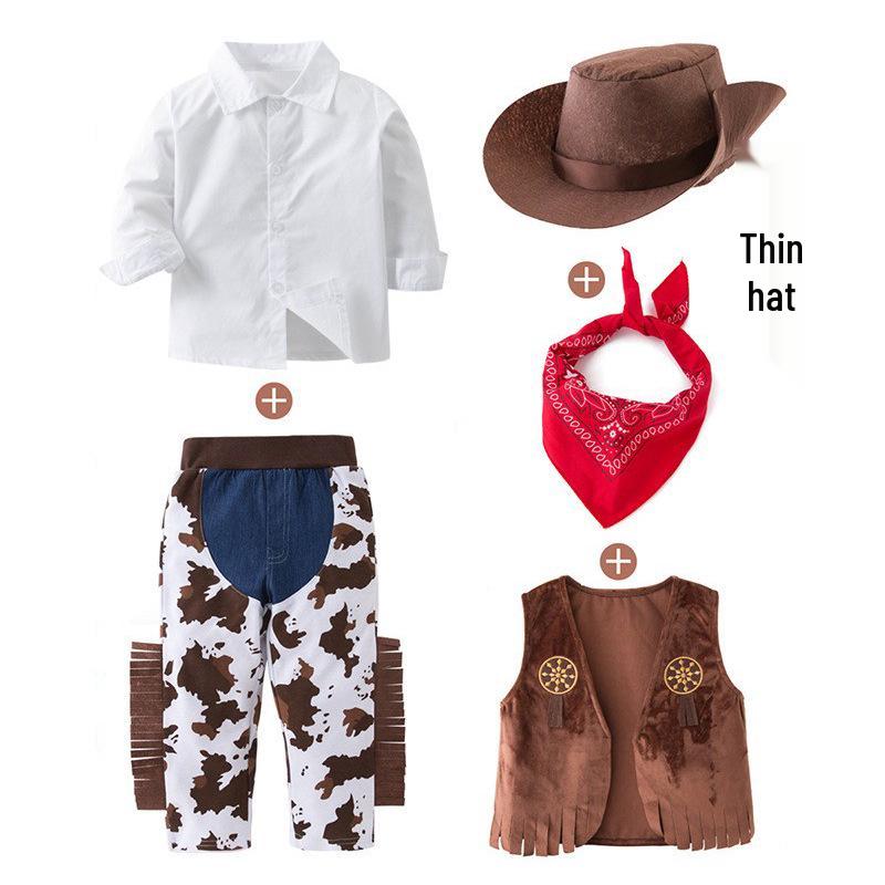

Western Cowboy Boys Long-Sleeve Festival Role-Play Performance Costume - 5-Piece Set 110 (4-5 years)
