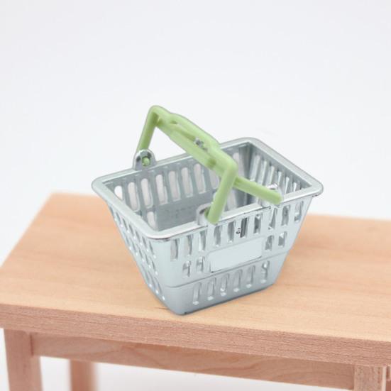 Miniature Shopping Basket Mini Supermarket Basket Model Tiny Grocery Basket Handbasket Ornament Toy DIY Dollhouse Decoration Accessories Photo Prop