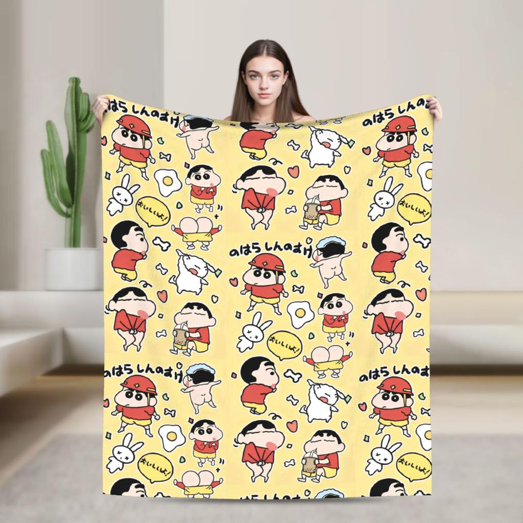 Crayon Shin chan Cartoon Decke Flanell Frühling Herbst Multifunktion Super Weich Überwurfdecken für Sofa Auto Bettwäsche Überwürfe