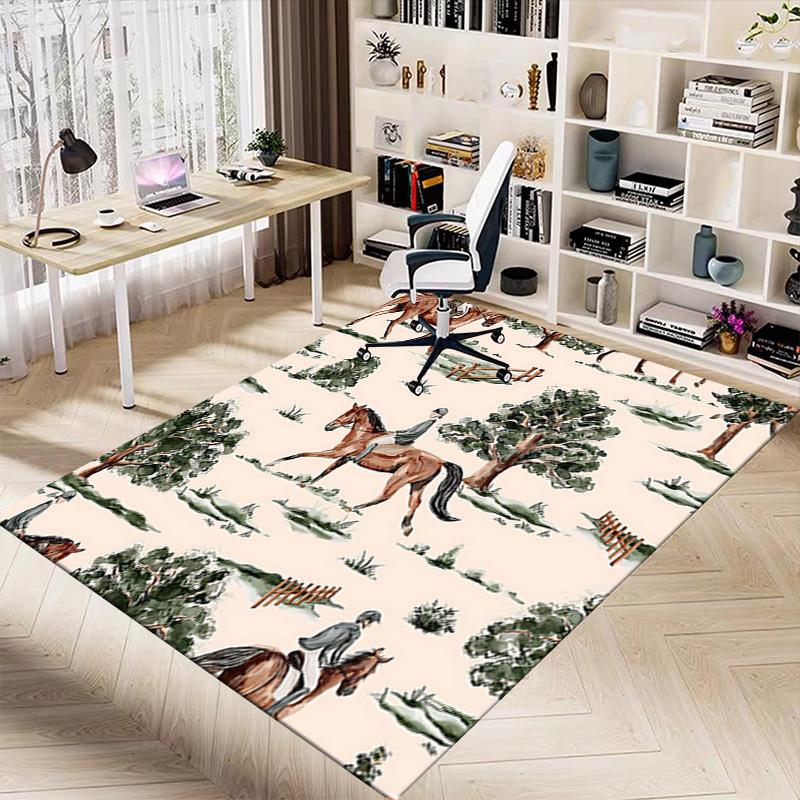 1PC Horse Riding Non-Slip Floor Carpet Compatible for Office&Living Room&Dining room - Flat-Weave Machine- Soft & Pattern-E311