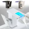 Led Bathroom Rgb Sink Mixer Tap Temperature Sense Waterfall Faucet Change Color