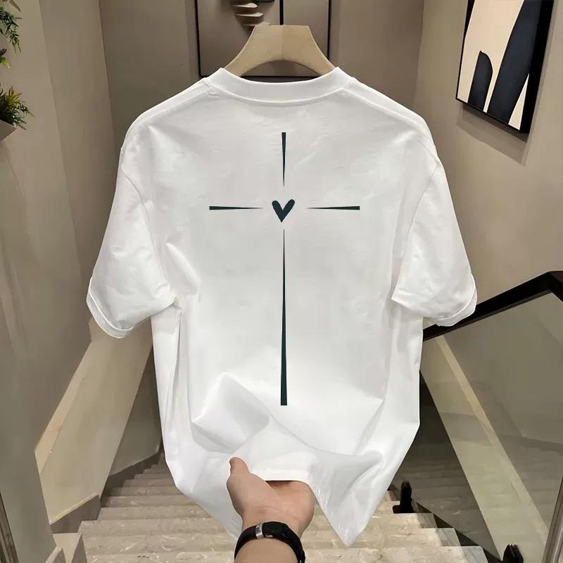 Men Women Heavyweight Cotton Short Sleeve T Shirt Casual Summer Top Unisex Breathable Loose Fit Basic Tee Streetwear Clothing