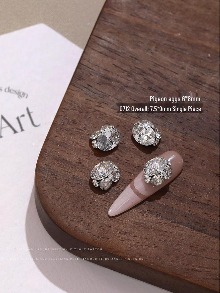 Zircon Rhinestone Nail Art – Blindingly Shiny, Handmade Long Right Angle Rhinestone Ball Pigeon Egg Decoration