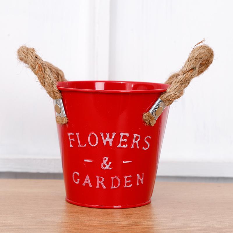 

Скандинавський стиль Кольоровий бляшаний квітковий горщик з джутовою мотузкою: Кований залізо сукулентний плантатор та настільний органайзер помаранчевий