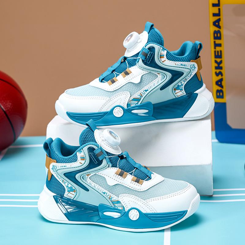 New Leather Kids Sports Shoes Mesh Breathable Basketball Shoes for Boys Lightweight Casual Children Running Sneakers Outdoor