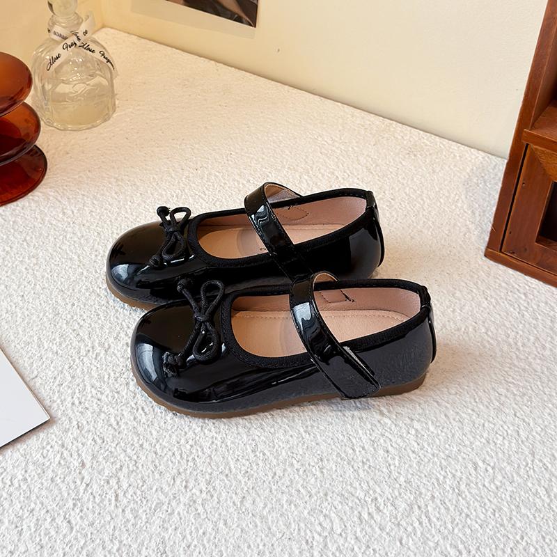 

Little Girl Leather Shoes Spring Autumn Simple Bowtie Children Princess Shoes Trend Versatile Kid Causal Fashion Flat Shoes 26