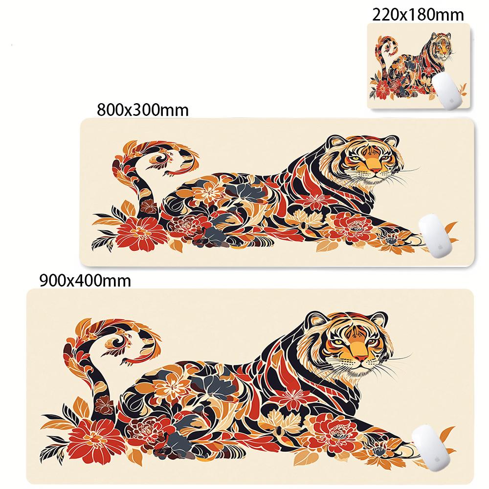 Tiger Gaming Mouse Pad Large Nonslip Rubber Base Waterresistant Desk Mat For Pc Office Gaming Laptop Study Accessories Carpet