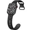 Silicone Strap for Apple Watch 1/2/3/4/5/6/7/8/9/10/11/SE Ultra 1/2/3 42/44/45/46/49mm, Leopard, Black