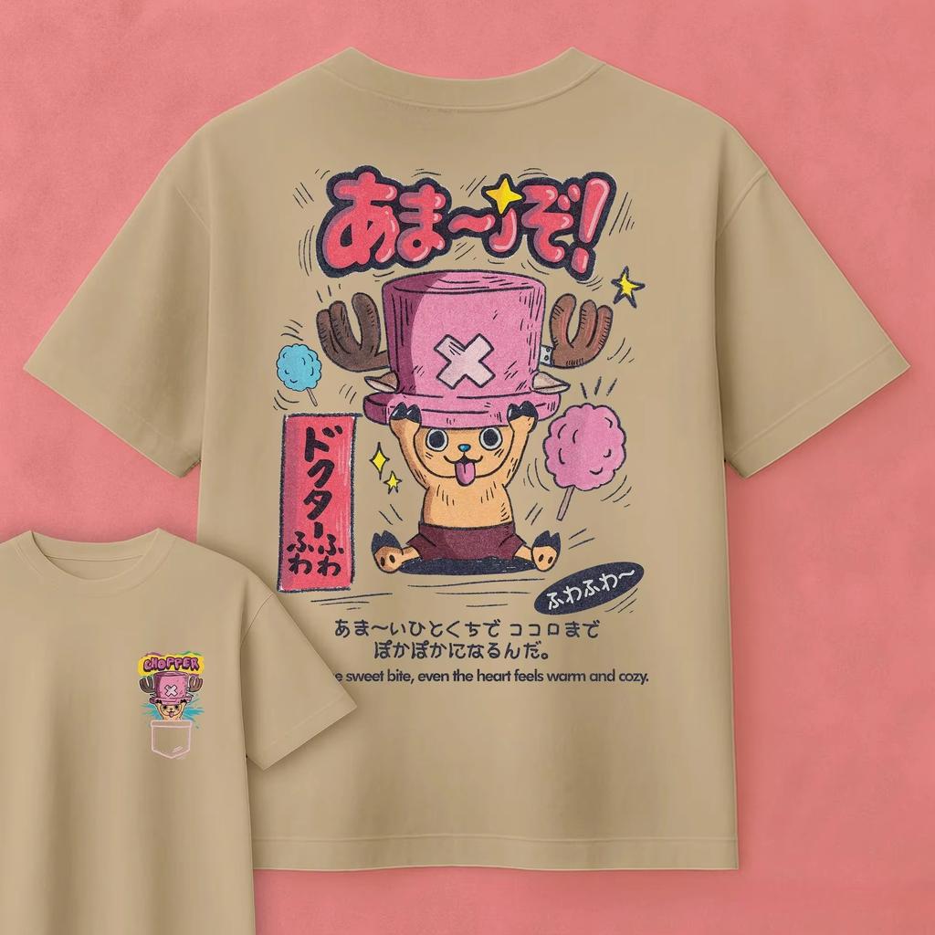 2026 Summer One Piece Anime Tony Tony Chopper Printed Loose Shortsleeved Pure Cotton Childrens Tshirt Tide Unisex Casual Y2k