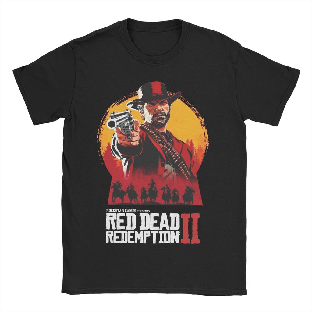 Cool Red Dead Redemption 2 Trička Pánská Kulatý Výstřih Bavlněná Trička Hip Hop Krátký Rukáv Trička Nápad na Dárek Oblečení