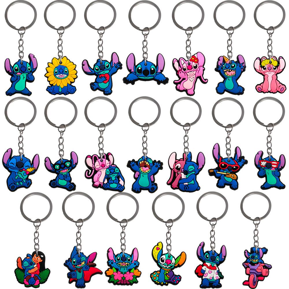 20pcs Stitch Keychain Set: Cute PVC Backpack Pendants & Soft Rubber Accessories