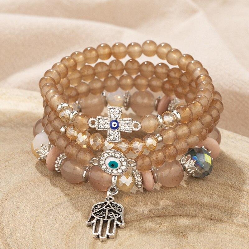 2023 New Bohemia Beaded Bracelets Set For Women Fashion Tassel Elastic Chain Bangles Ladies Trendy Party Jewelry Premium Gifts
