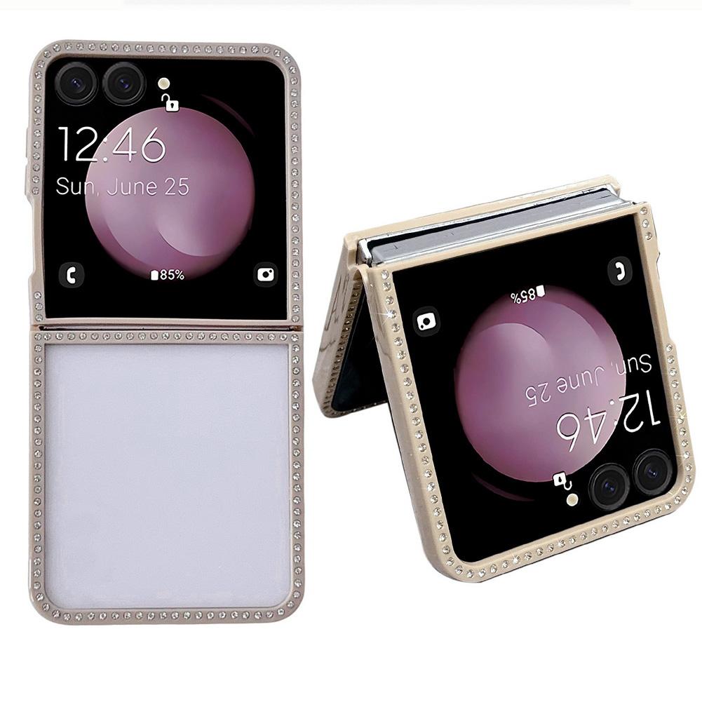 

Bling Shiny Rhinestone Bordered Transparent Phone Case For Samsung Z Flip 7 fFlip7 FE Galaxy Z Flip 6 5 4 3 Protect Cover Galaxy Z Flip7