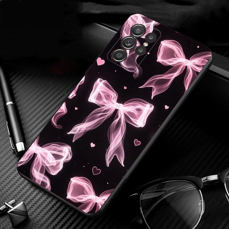 Phone Case For Samsung Galaxy S26 S25 S24 S23 S22 Ultra S23 S22 S25 Plus S24FE S23FE S26Edge Cute Pink Heart Bow