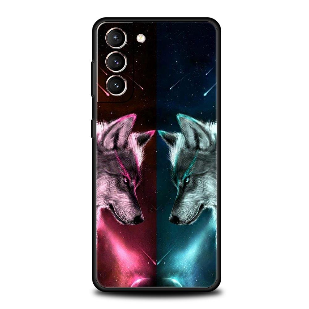 Wolf Animal Case For Samsung Galaxy S22 Ultra S21 S20 FE 5G S10 S9 S24 Plus S10E S23 Phone Cover Black Silicone Soft