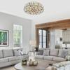 Tiffany Style Flush Mount Ceiling Light W/ E26 Holder– 18 Inch Round Modern Ceiling Lamp W/ Peacock Pearls for Bedroom, Kitchen