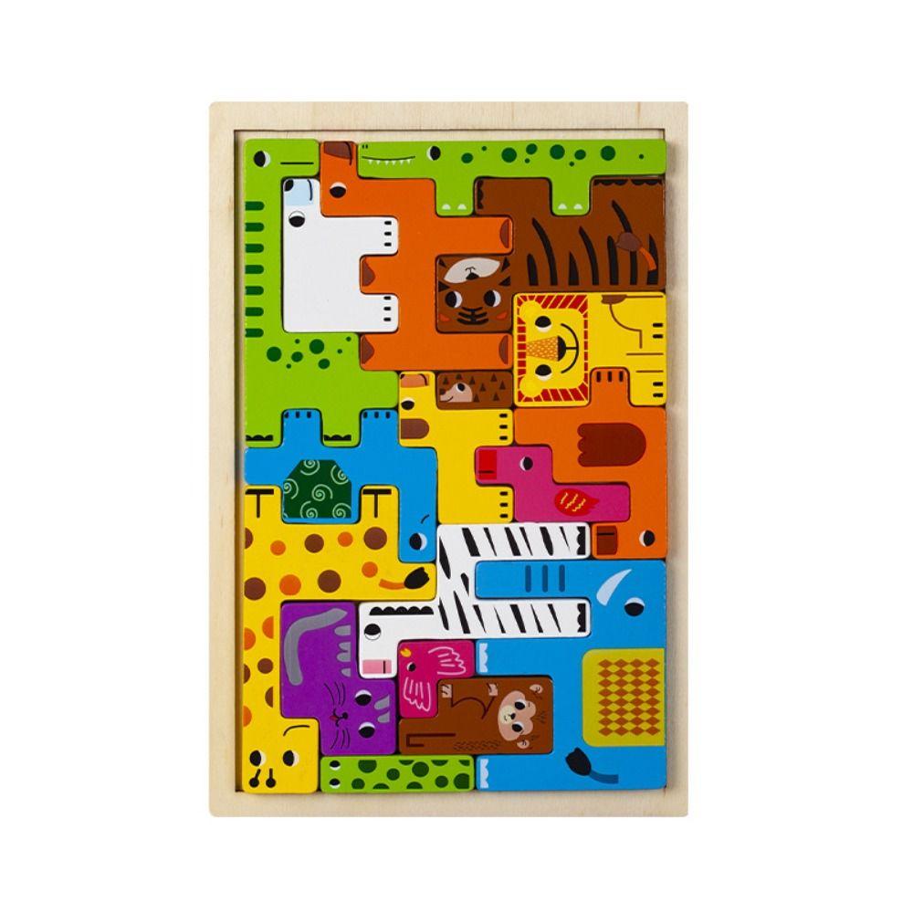 

Space Training Three-dimensional Puzzle Boards Geometric Wooden Animal Jigsaw Preschool animal