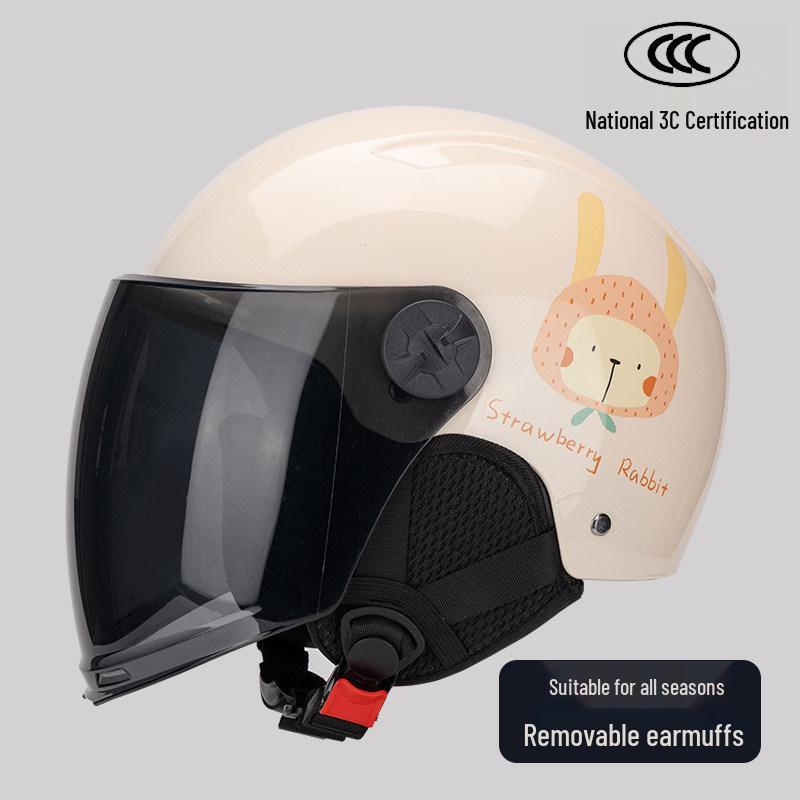 3C Certified Women's Electric Scooter & Motorcycle Helmet - All-Season, Cute, Half-Helmet