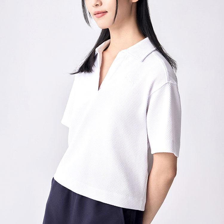 Puma Solid Color Brand Logo Comfortable Casual Short Sleeve Polo Shirt Women tops White 676651-02