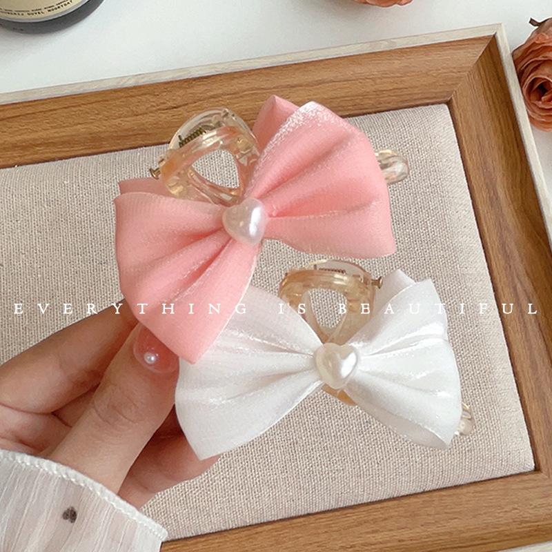 

Korean Spring & Summer Fairy Organza Bow Heart Hair Clip