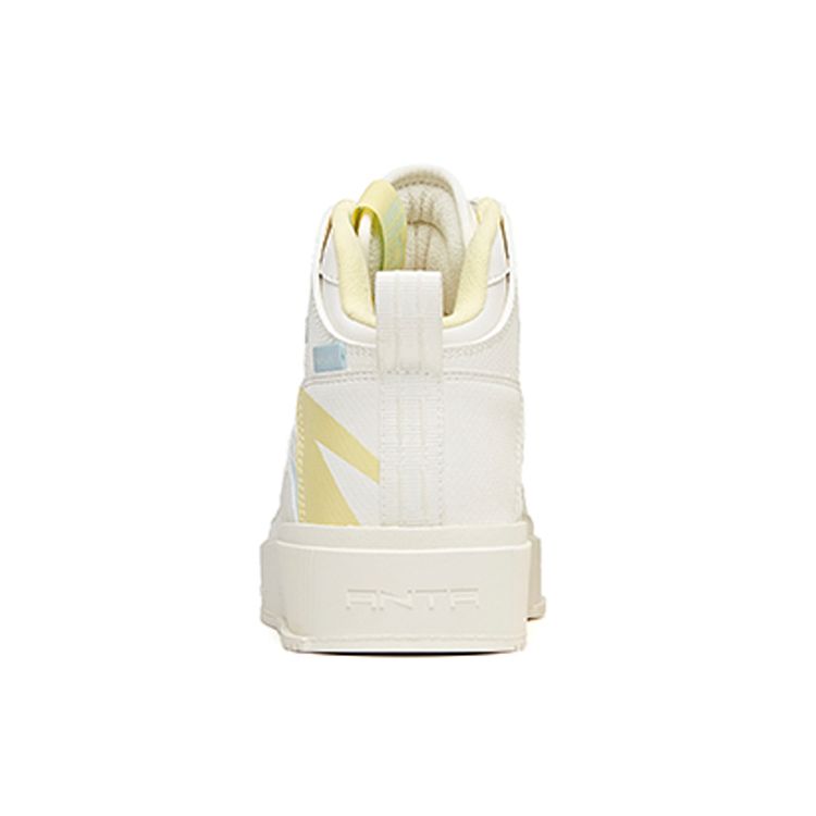 Anta Lifestyle Series Trendy Casual High-Top Skate Shoes Women Sneakers White Yellow Blue 922048012-4