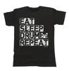 Coma Durma Tambor Repita Camiseta Meninos Meninas Crianças Unissex Caimento Baterista Música