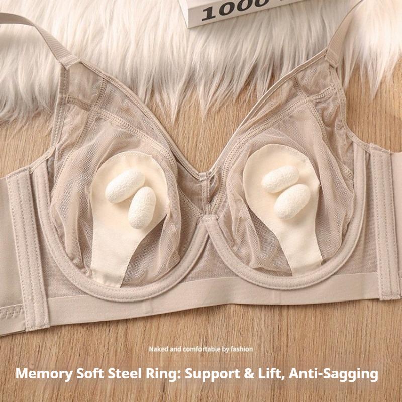 Satin Silk Thin Bra with Soft Underwire To Prevent Sagging and Support Large Busts