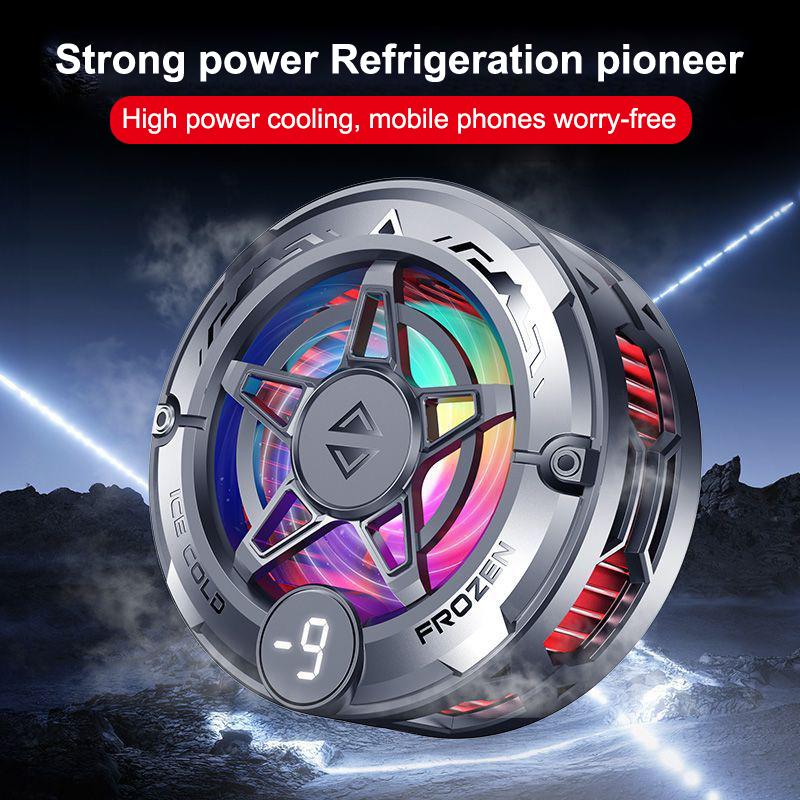 2In1 Universal Portable Magnetic Clip Semiconductor Phone Cooler Digital Display Rgb Light Cooling Fan For Phone