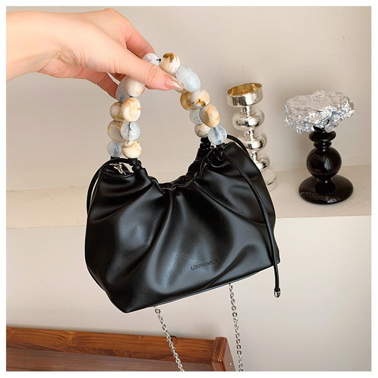 

Женская сумка нишевого дизайна, высококачественная жемчужная сумка 2024 года, новая модная плиссированная сумка, универсальная сумка через плечо чёрный