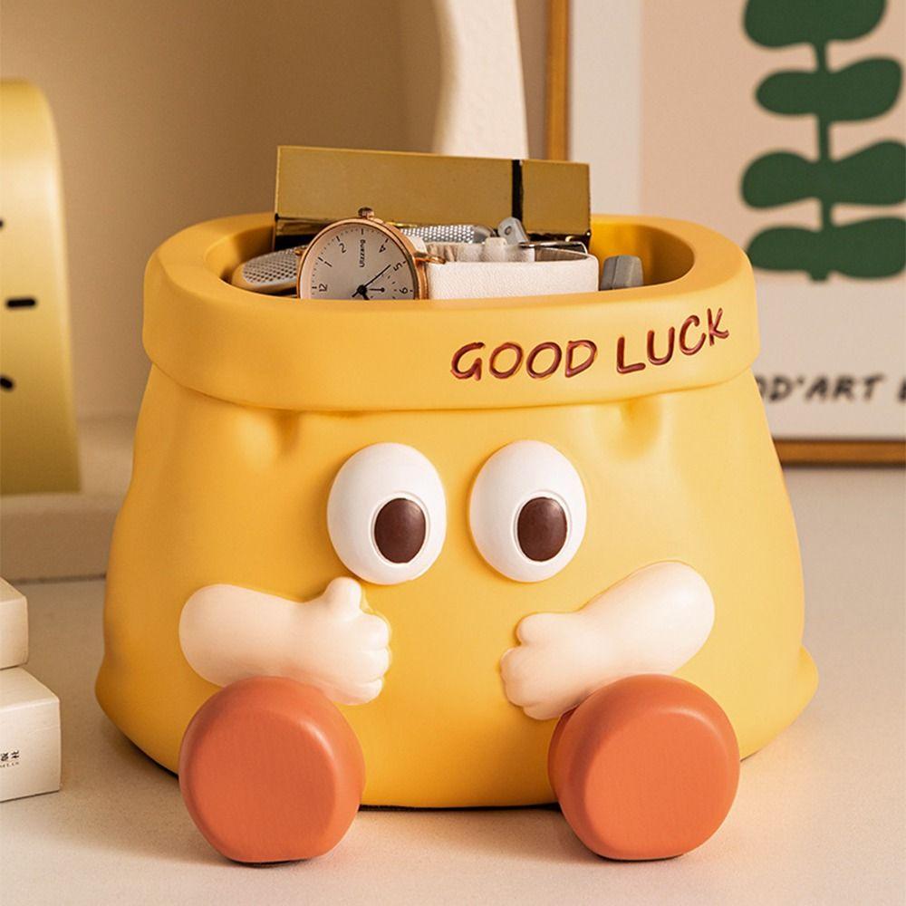 

Милый держатель для ручек в форме бумажного пакета, прочный настольный ящик для хранения школьных принадлежностей жёлтый