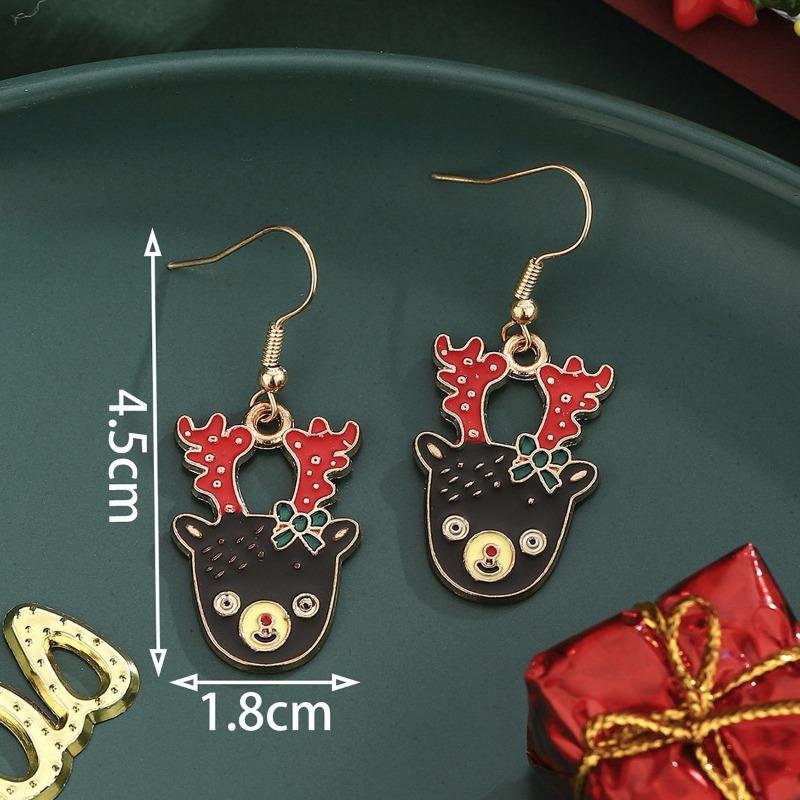Personalized Jewelry Christmas Alloy Stud Earrings Christmas Hat Elk Point Diamond Christmas Tree Gingerbread Man Earrings