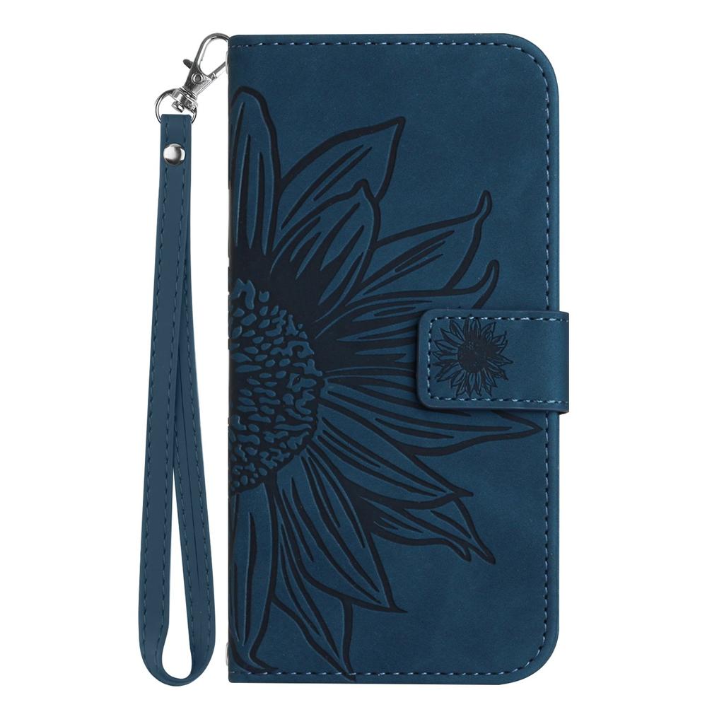 Suitable for iPhone15 Leather Case 13Pro Frosted Sunflower Card Wallet Protective Case 14plus Oblique Span