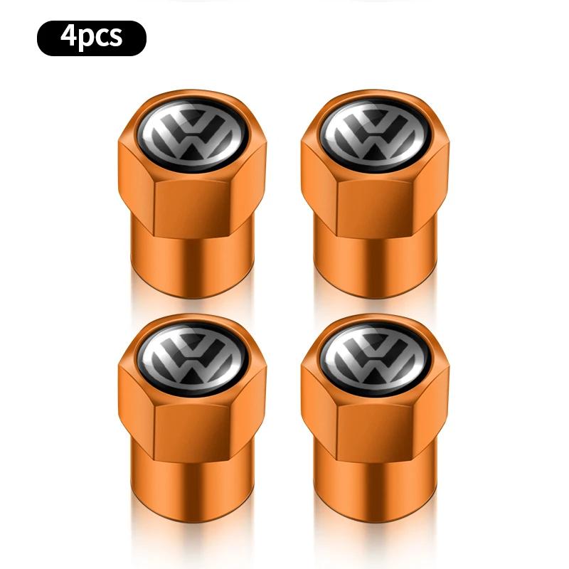 

4pcs Car Badges Wheel Tire Valve Caps Tyre Stem Covers Auto Accessories For Volkswagen R Golf 4 Motion GTI Polo Touran Octavia
