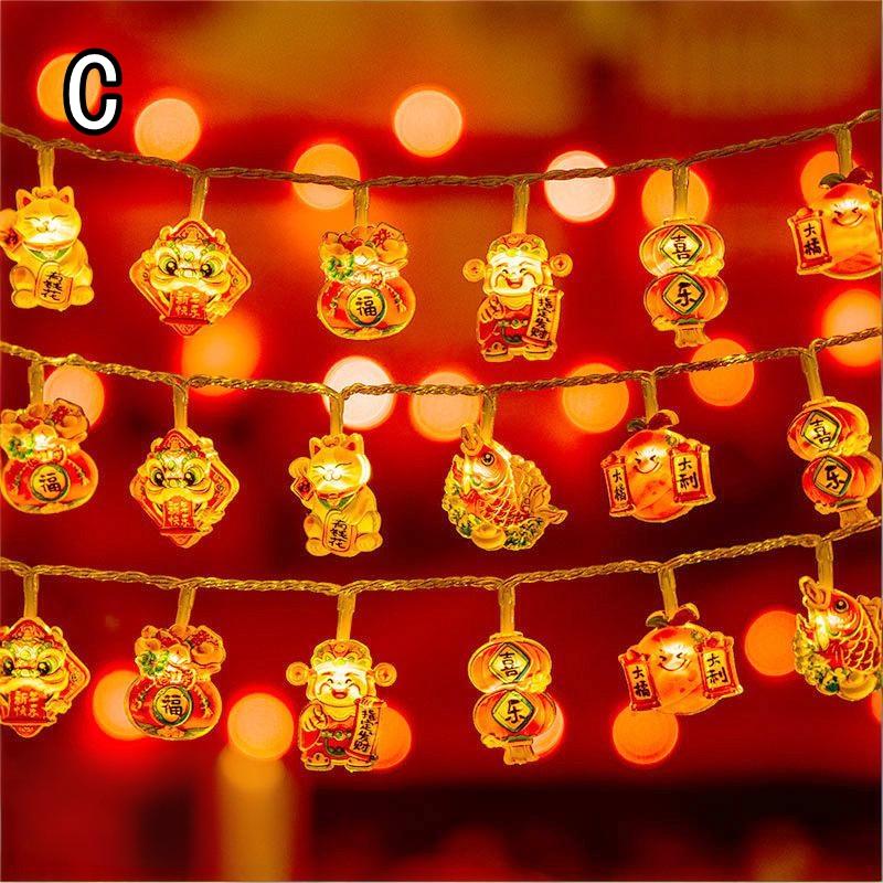 1.6M 10Led Chinese Spring Festival String Lights Hanging Ornaments Home  Year Bedroom Living Room Decoration Party Supplies