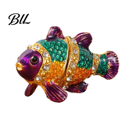 Portable Jewelry Case Mini Storage Box Durable Metal Construction Pendant Container Organizer Decorative Desktop Handicraft Tabletop фиолетовый