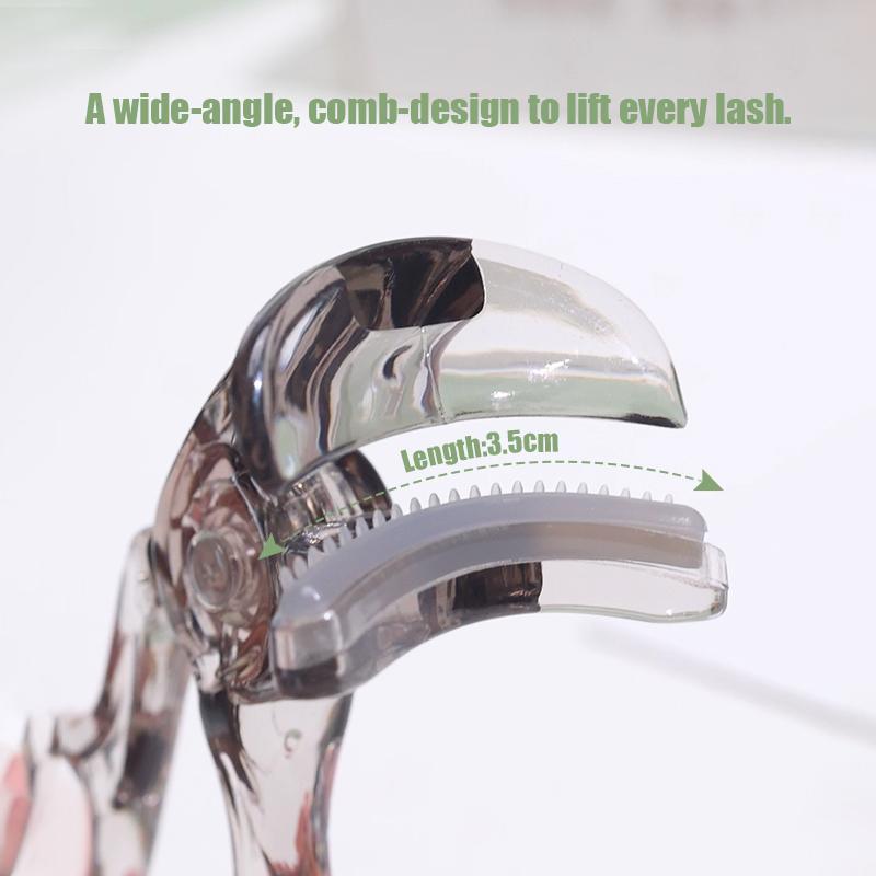 Wide-Angle Borderless Eyelash Curler Transparent Professional Heated Lash Curler for Hooded Eyes Long Lasting Curl for Beginners