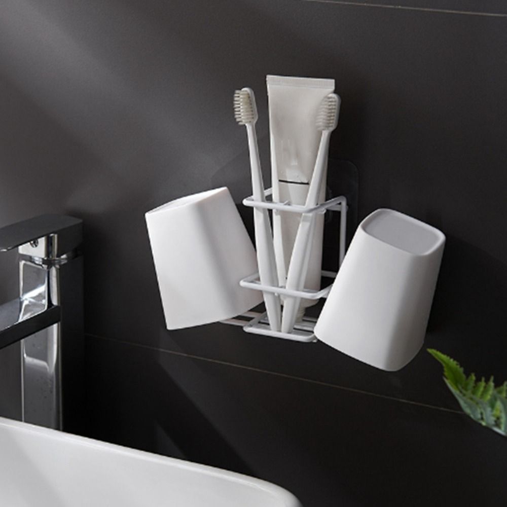 

Waterproof Metal Iron Toothbrush Holder Saving Space Toothpaste Organizer Toothpaste