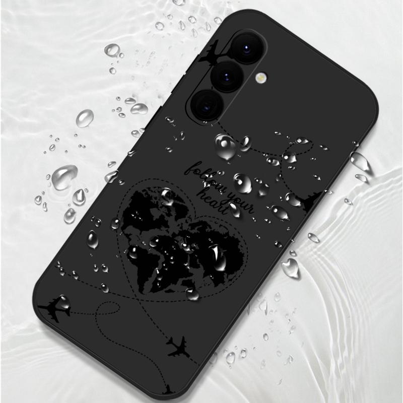 S25 FE Case Airplane Heart Map Print Cover For Samsung Galaxy S26 S25 Ultra S24 Plus S23 S22 S21 FE A14 A34 A54 A15 A25 A35 A55 A16 A26 A36 A56 A17 5G