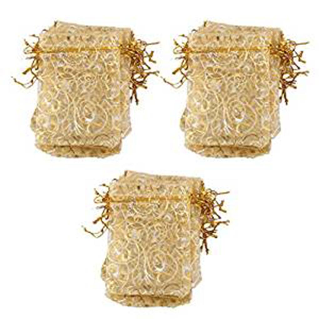 100pcs Bags Gilding Drawstring Pouches Gift Favor Bags Eyelash for Jewelry Party Wedding