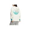 Adidas Originals Trefoil Colorblock Logo Print Drawstring Long Sleeve Sweatshirt Women Tops White IC8136