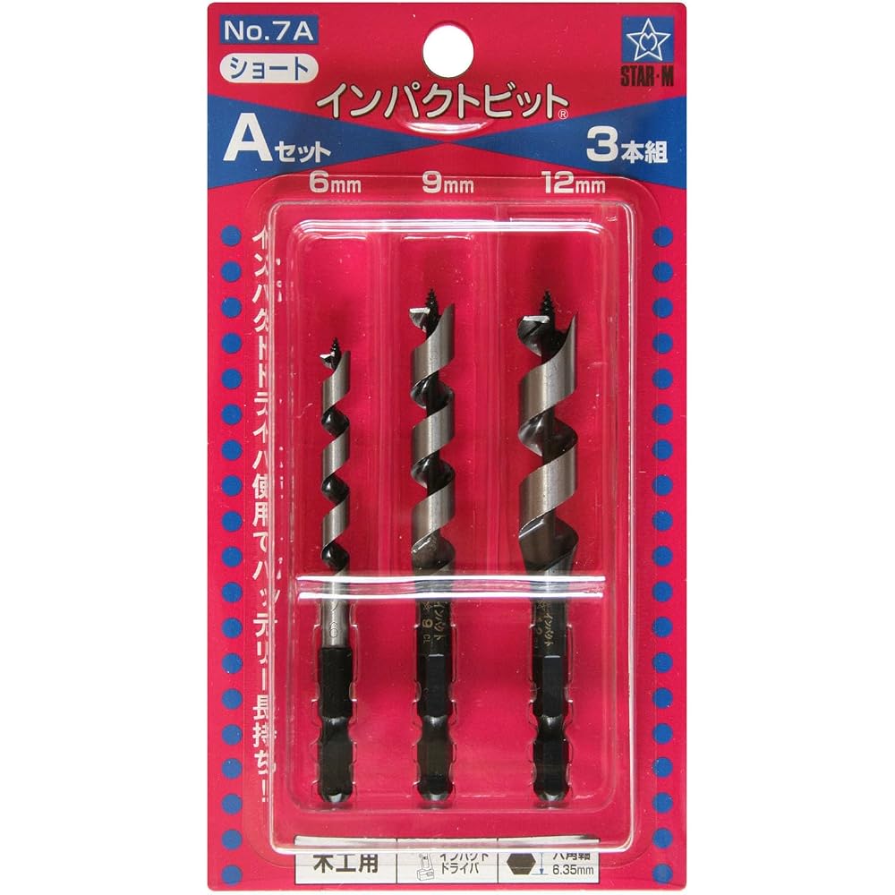 Star M 7S-SA Impact Bit Short A Set 6 9 12 Mm Set