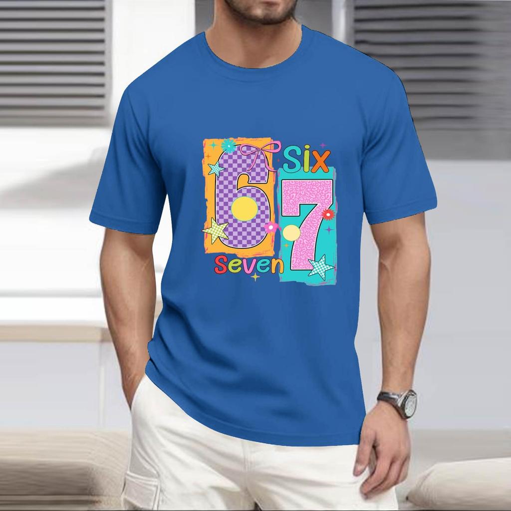 Men's  Popular T-shirt Printed Round Neck Short Sleeve T-shirt