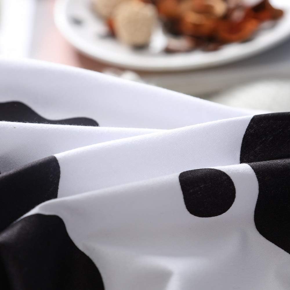 Cartoon Bedding Set Cow Print Duvet Cover Black White Comforter Cover Milk Cow Bedspreads Cover Reversible Plaid Grid Room Decor