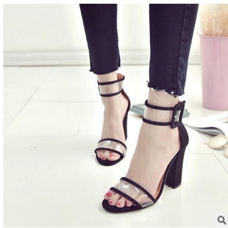 Premium Quality Women Dress Sandals Featuring Transparent Thick High Heels And Chic Design