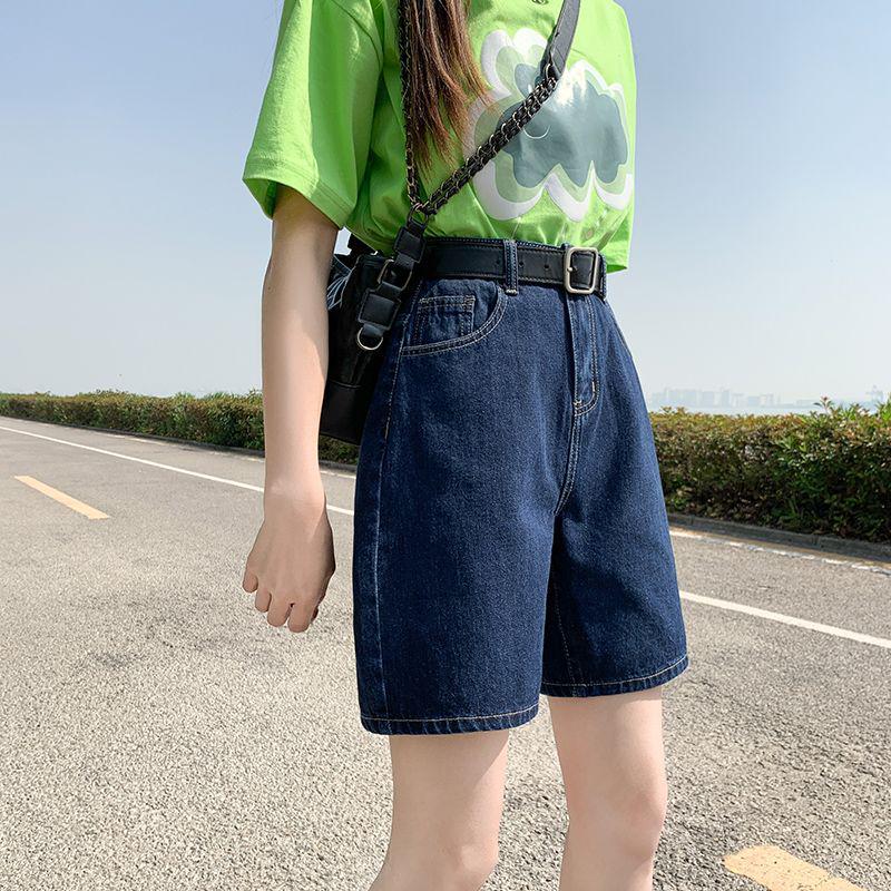 Women's High-Waisted Retro Denim Shorts - Trendy, Versatile, Slimming, Loose-Fit, Summer Five-Point Pants.
