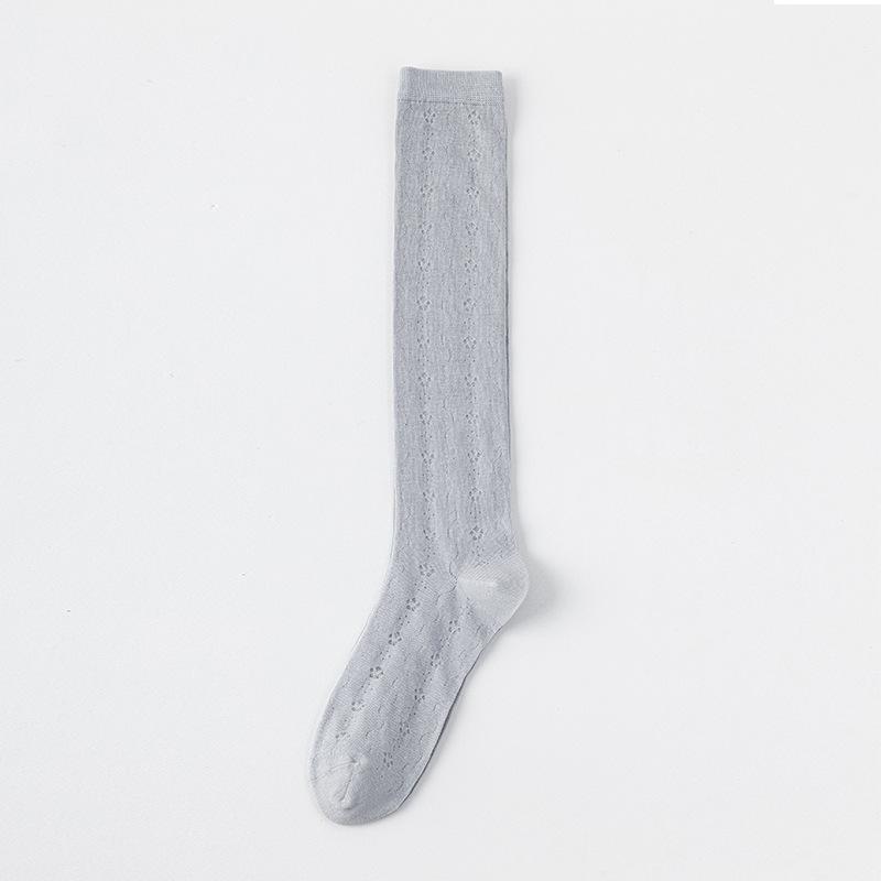 Calcetines de Verano para Niños, Malla Fina, Estilo Calcetines de Pantorrilla de Color Sólido, Lindos, Abiertos, Transpirables, Algodón Puro, Anti-torsión, Largos